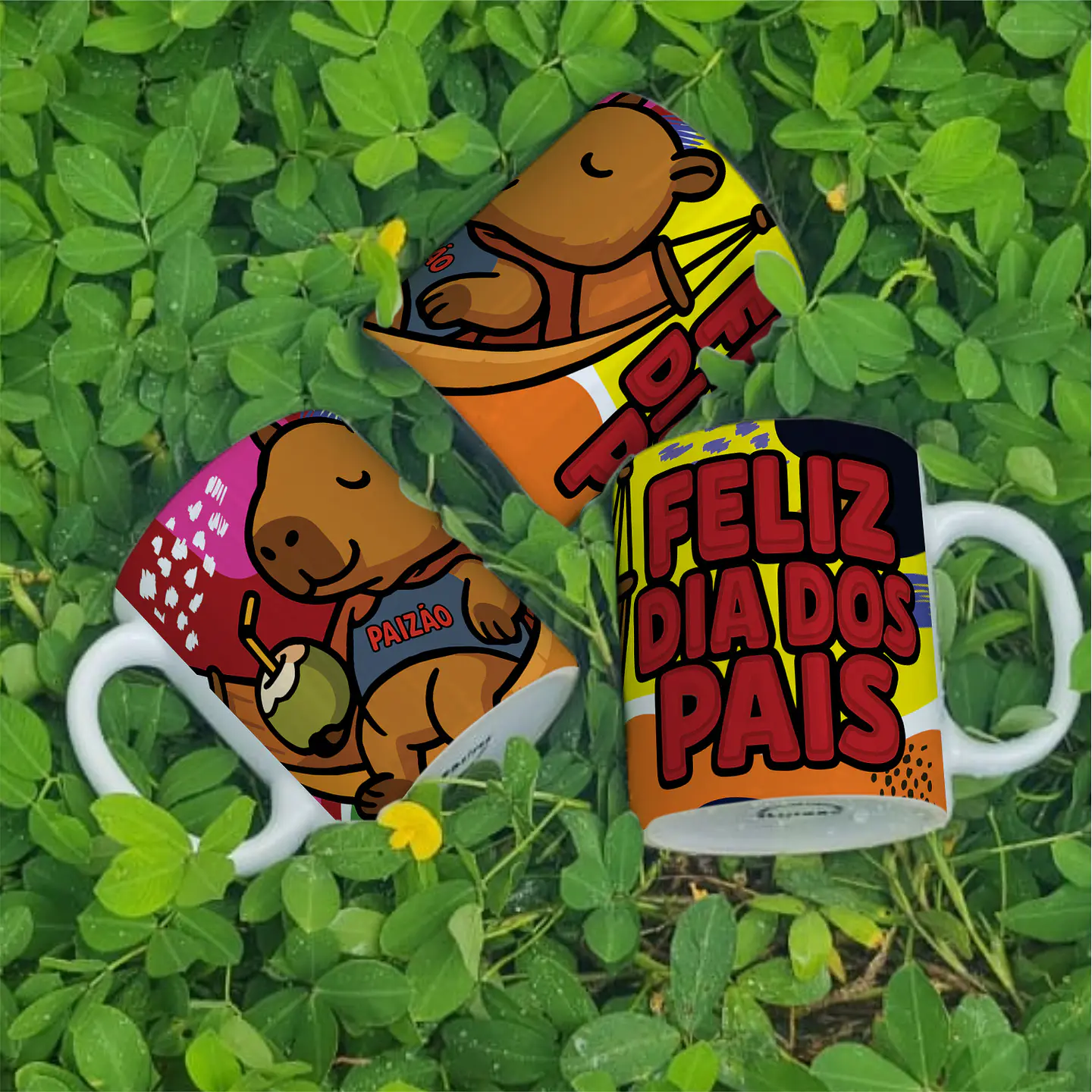 10 Artes para Caneca Dia dos Pais Capivara Arquivo Editável  10