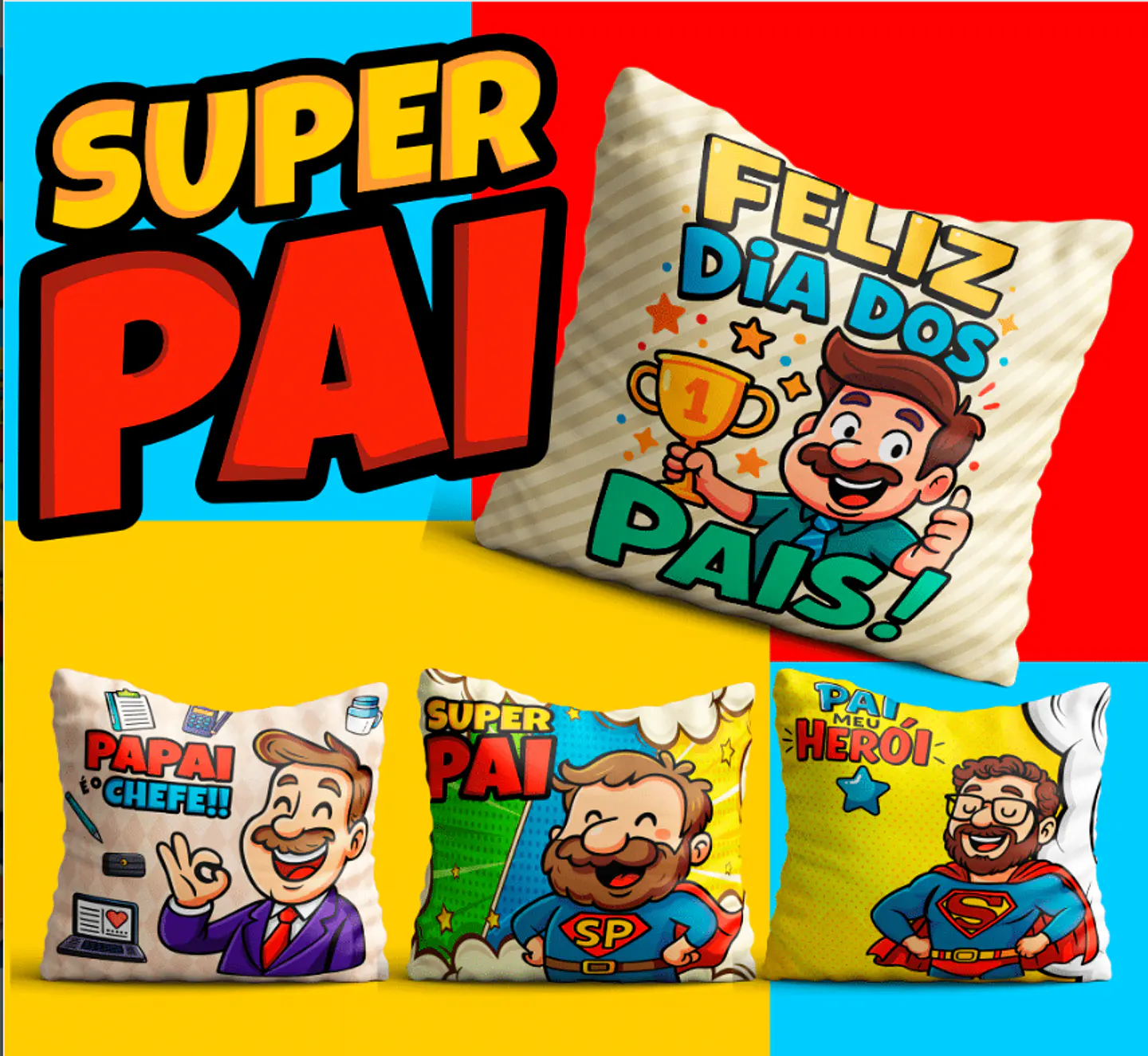 106 Artes para Caneca, azulejo, almofada, e Camisa Dia dos Pais Cartoon + Kit Digital em Jpg 12