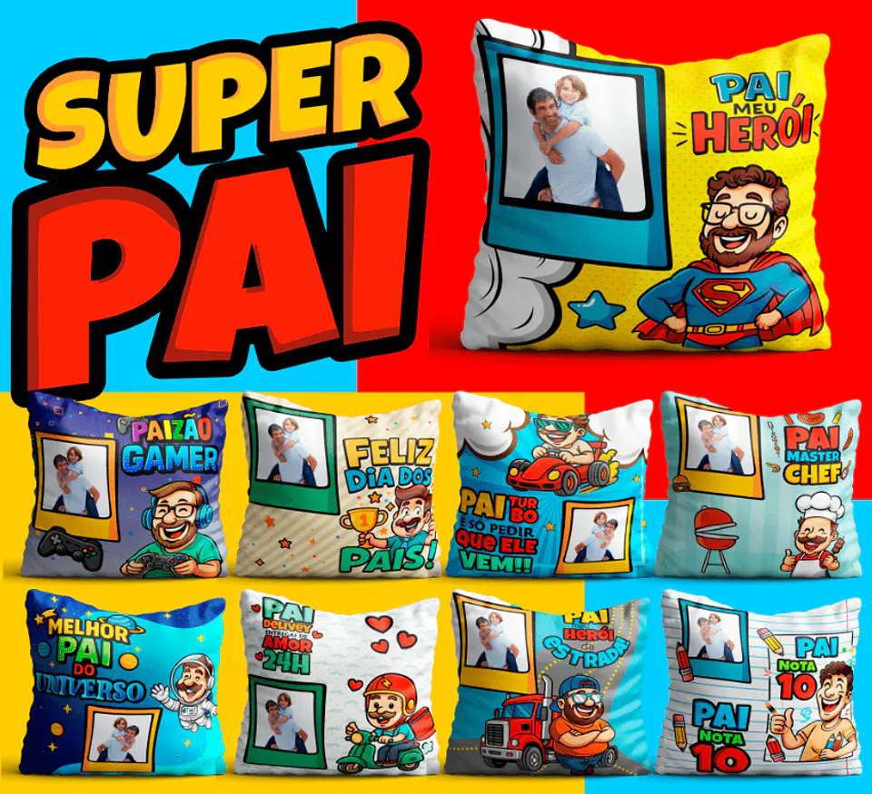 106 Artes para Caneca, azulejo, almofada, e Camisa Dia dos Pais Cartoon + Kit Digital em Jpg 13