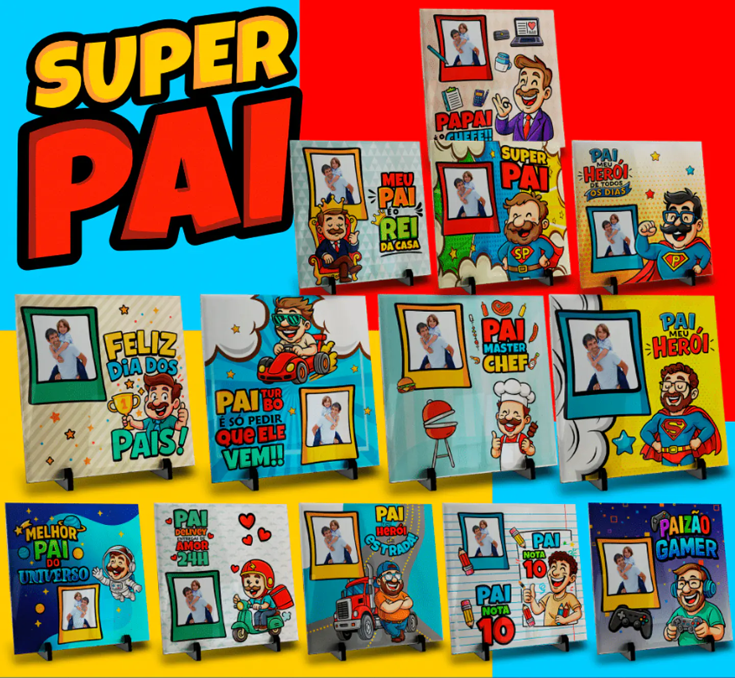 106 Artes para Caneca, azulejo, almofada, e Camisa Dia dos Pais Cartoon + Kit Digital em Jpg 15