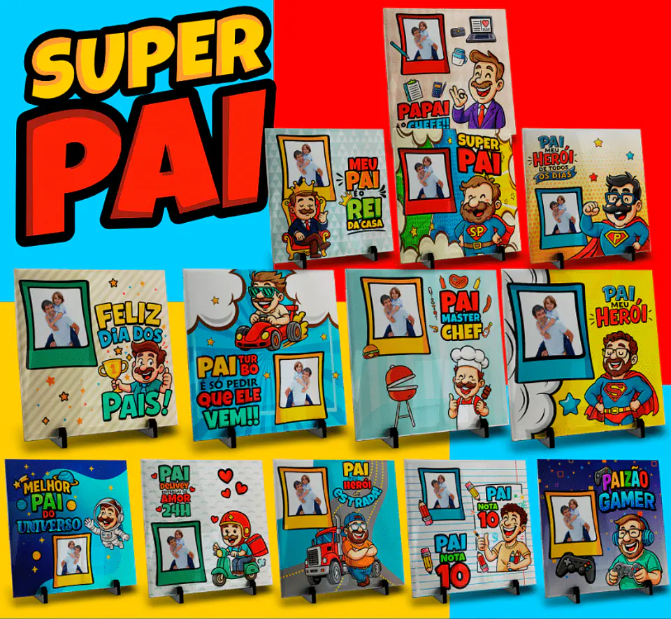 106 Artes para Caneca, azulejo, almofada, e Camisa Dia dos Pais Cartoon + Kit Digital em Jpg 15