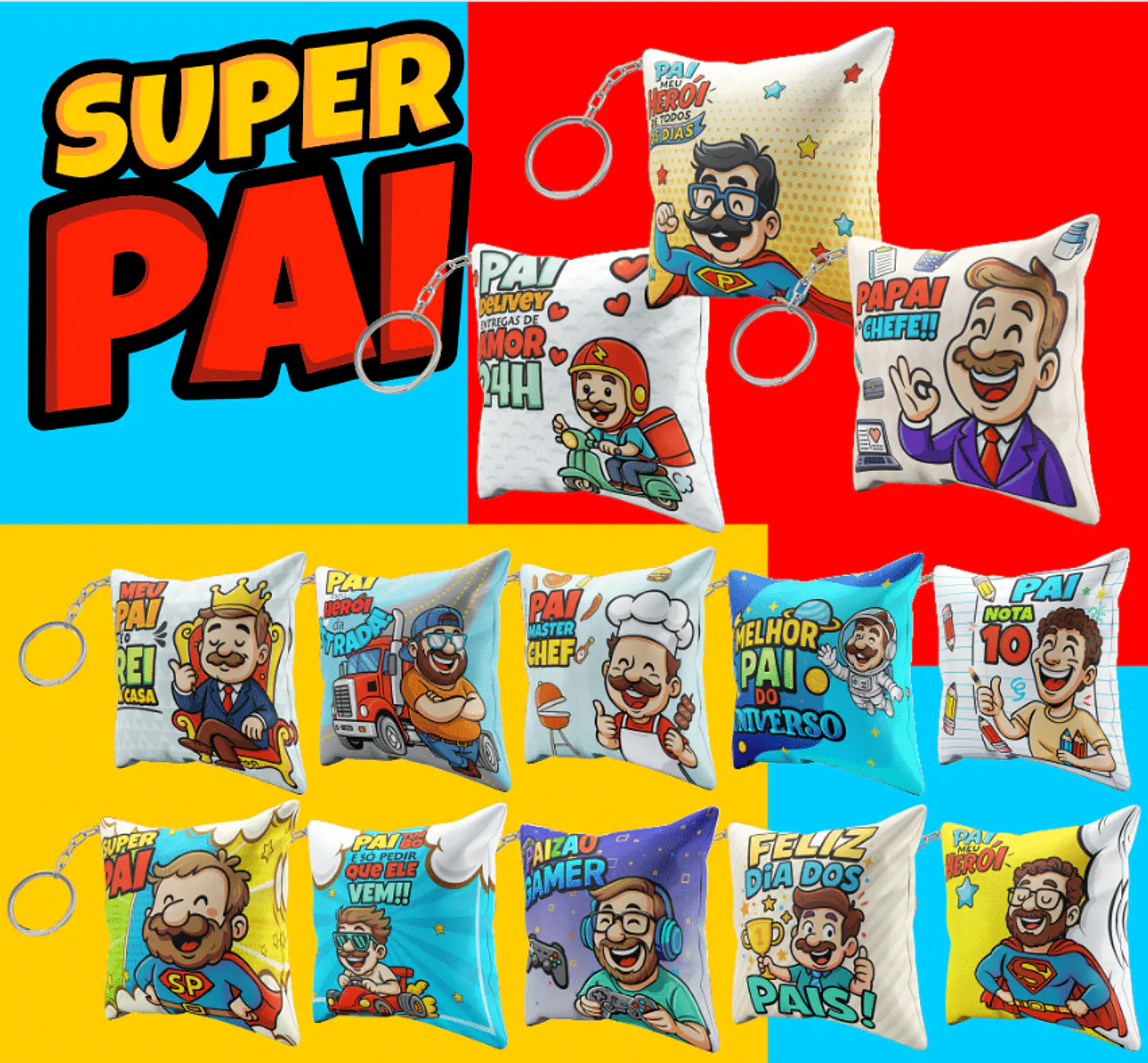 106 Artes para Caneca, azulejo, almofada, e Camisa Dia dos Pais Cartoon + Kit Digital em Jpg 16