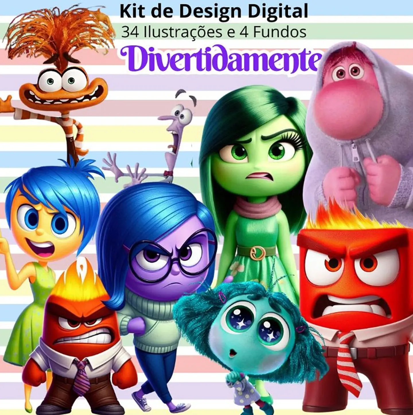Kit Digital Divertidamente Emoções em Png  1