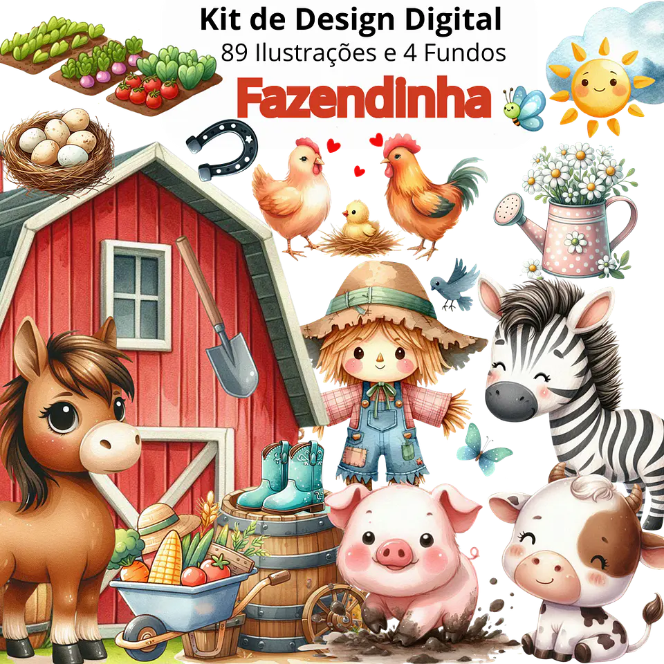 Kit Digital Fazendinha em Png 1