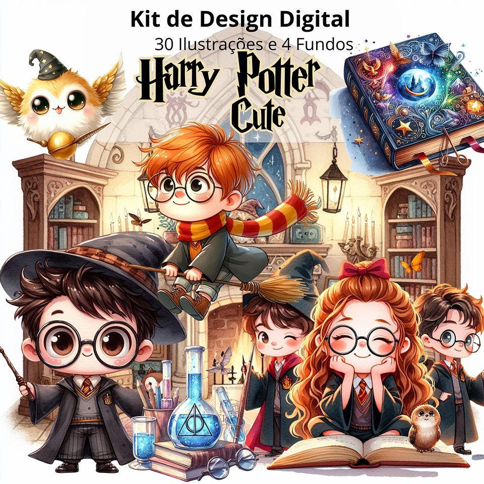 Kit Digital Harry Potter Cute em Png 1