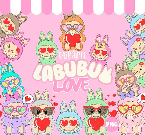 Kit Digital Labubu Love em Png  