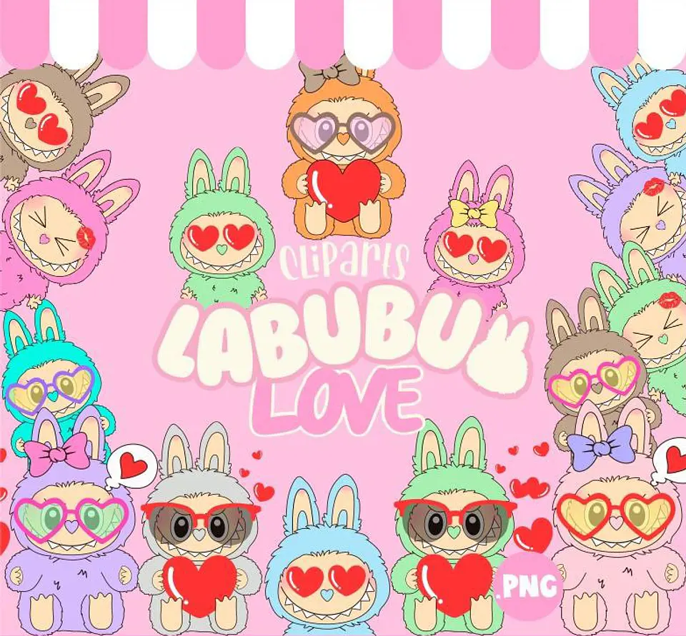 Kit Digital Labubu Love em Png   1