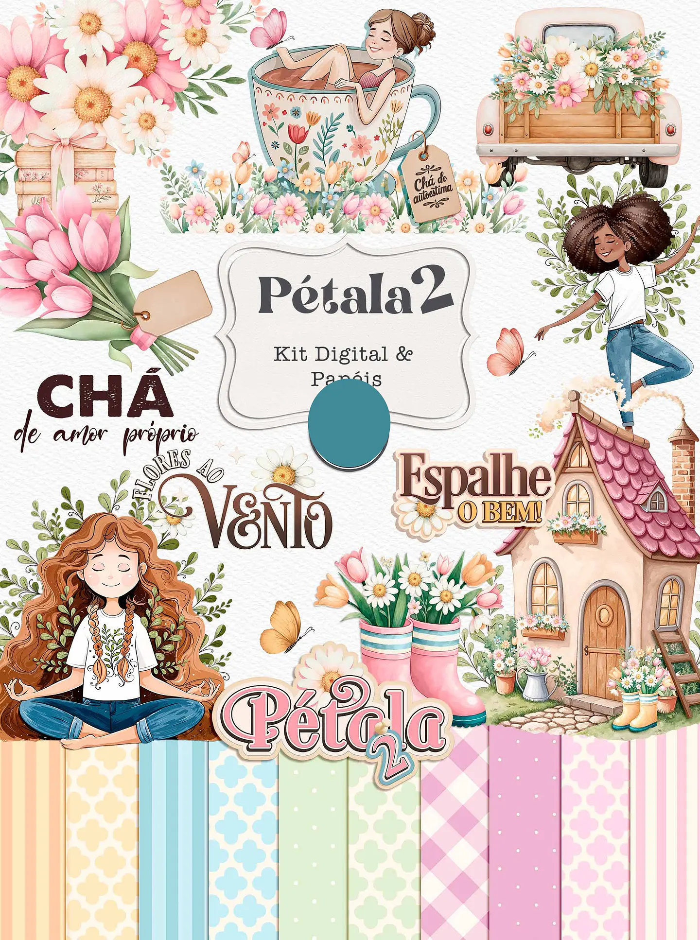 Kit Digital Petálas Frases Motivacional em Png  1