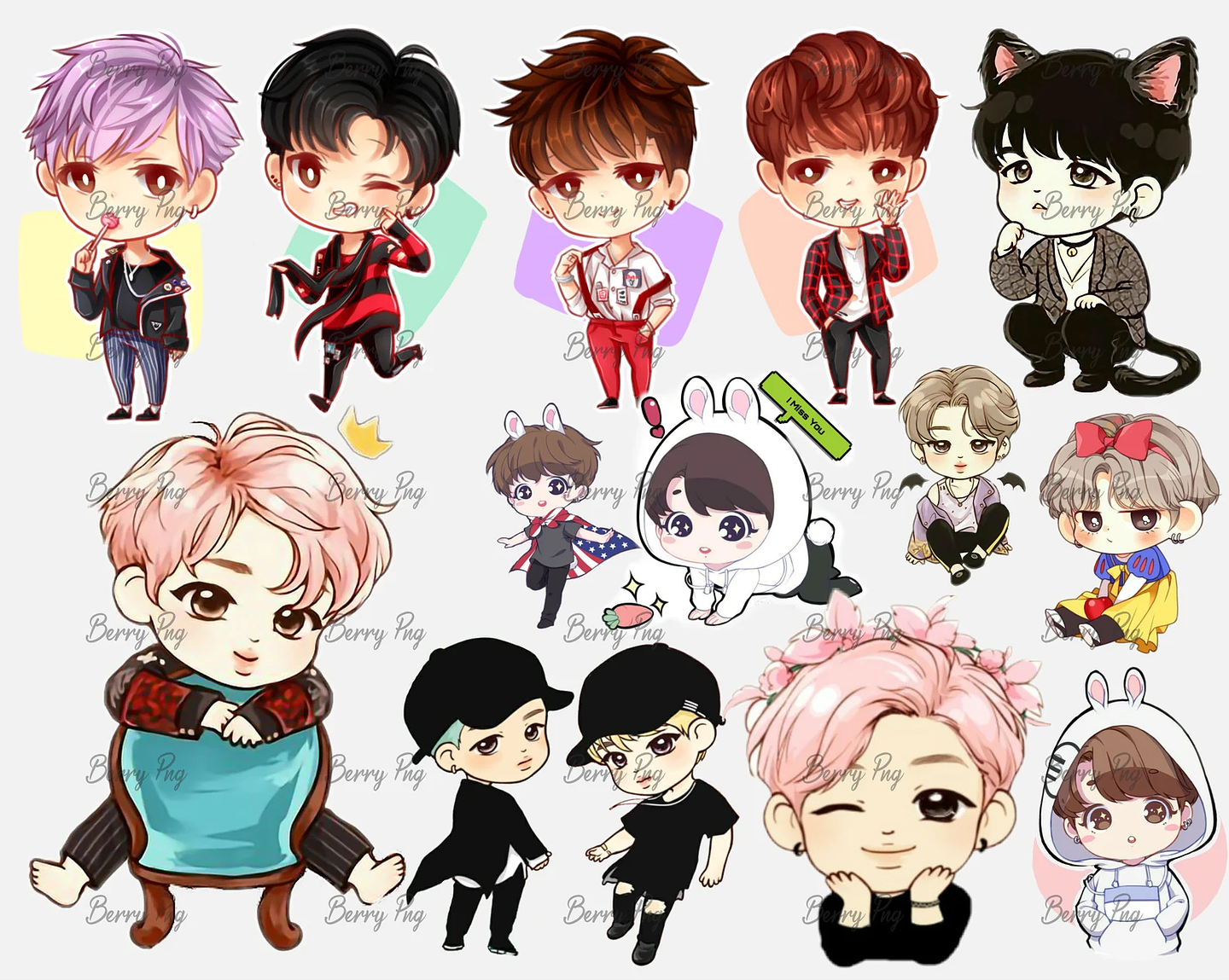 Kit Digital Bts Aquarela em Png 2