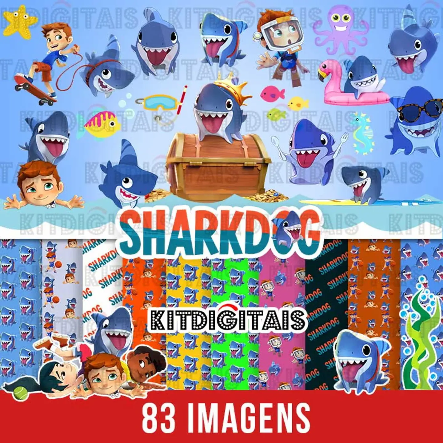 Kit Digital Tuba Cão Sharkdog em Png  1