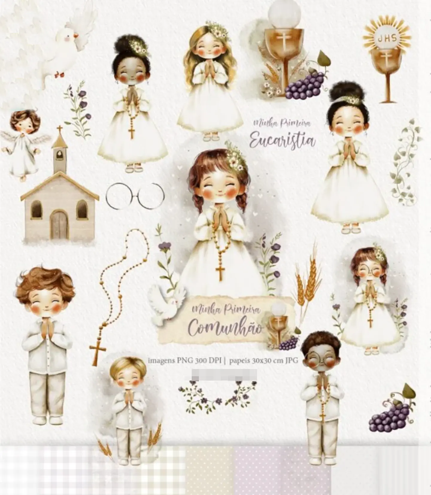 Kit Digital Primeira Comunhão em Png 1