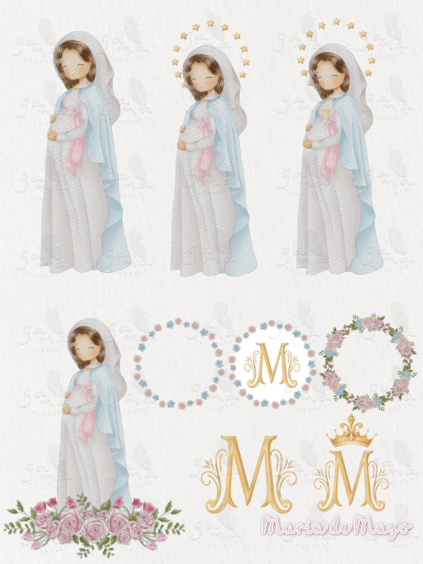 Kit Digital Virgem Maria, Fátima Maria Auxiliadora em Png 2