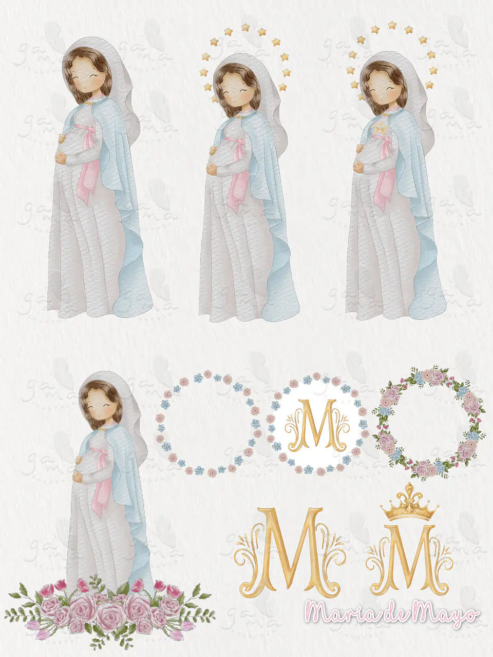 Kit Digital Virgem Maria, Fátima Maria Auxiliadora em Png 2