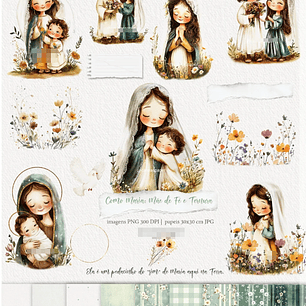 Kit Digital Maria Mãe de Fé e Ternura em Png 