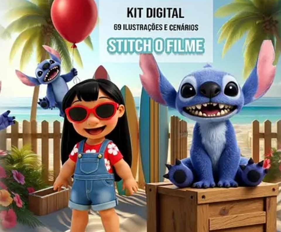Kit Digital Stitch o Filme em Png 1