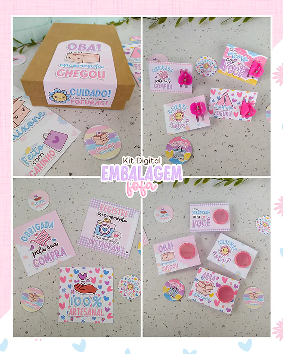 Kit Digital Embalagens Fofas + Mimos em Png  4