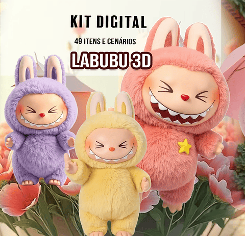 Kit Digital Labubu 3d em Png