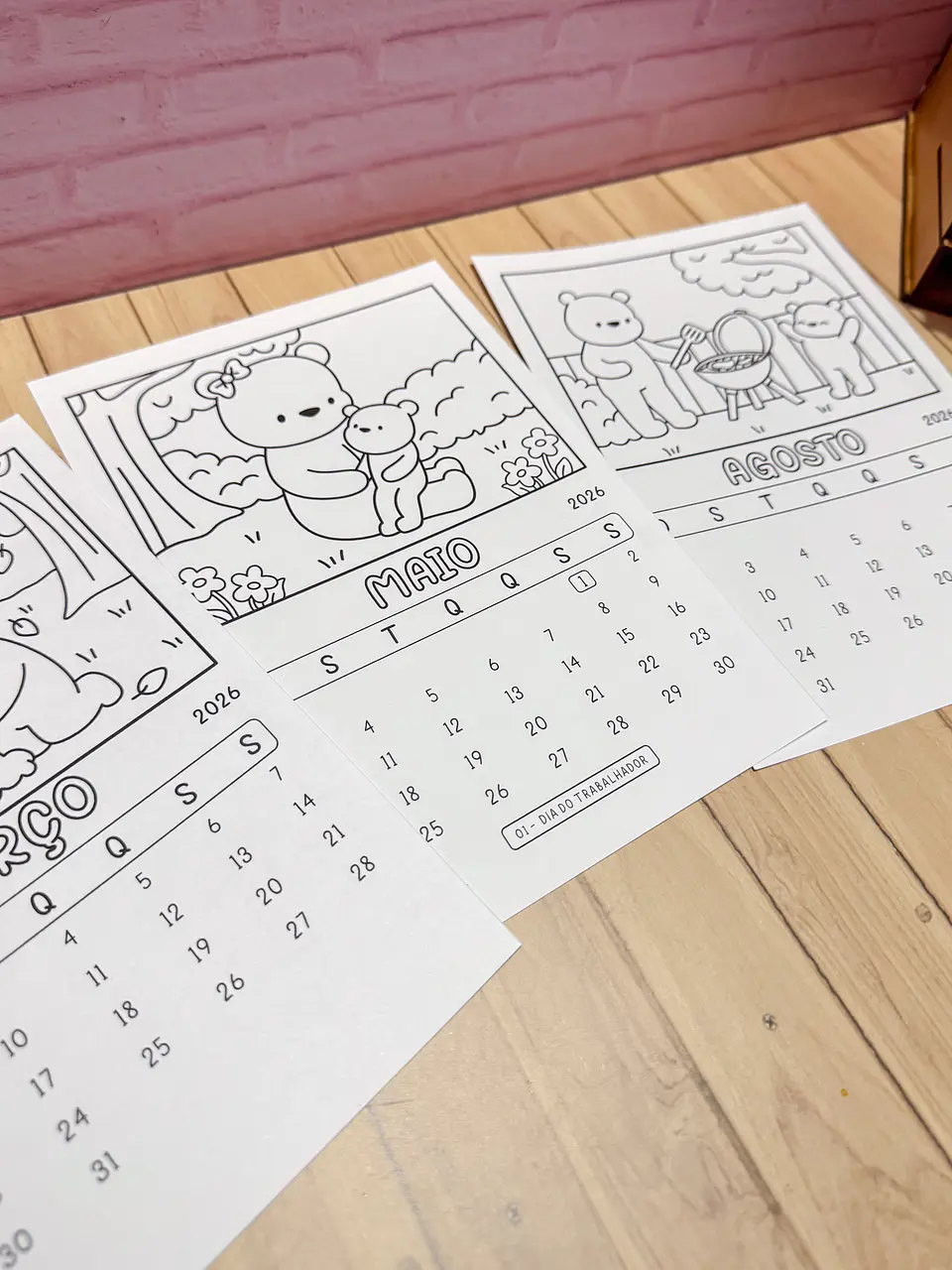 Kit Digital Calendário para Colorir Bobie Goods 2026 em Png  3