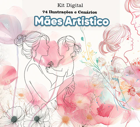Kit Digital Dia das Mães Linhas em Png