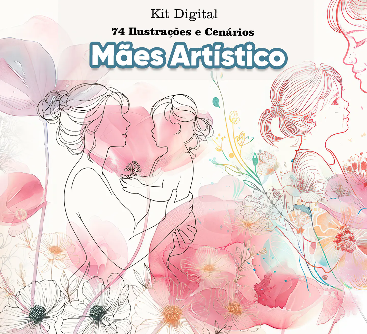 Kit Digital Dia das Mães Linhas em Png 1