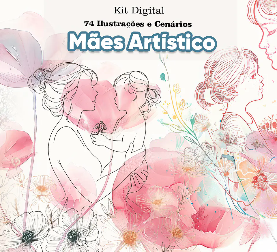 Kit Digital Dia das Mães Linhas em Png 1