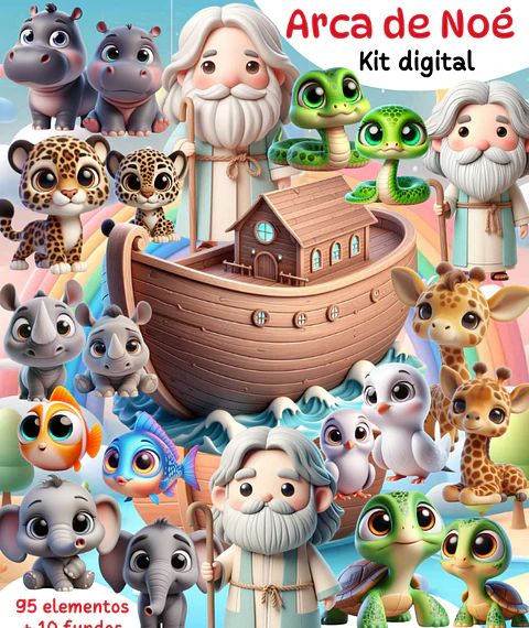 Kit Digital Arca de Noé em Png 