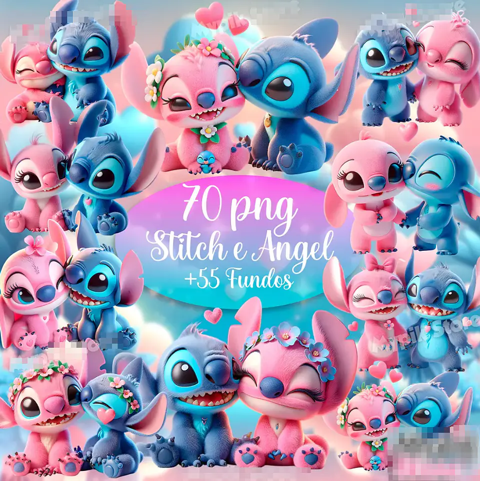 Kit Digital Stitch e Angel em Png 1