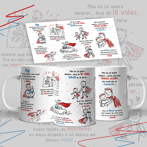 Arte Caneca Dia dos Pais Herói Arquivo em Jpg