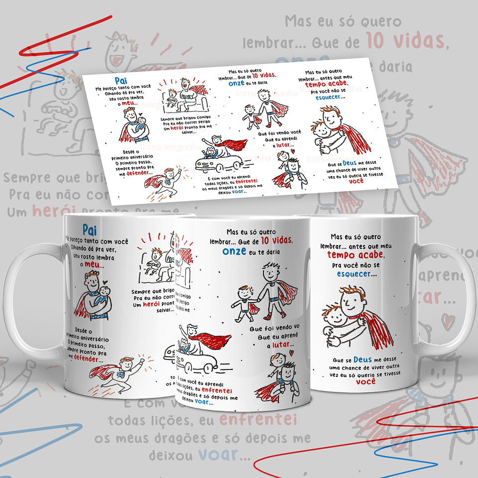 Arte Caneca Dia dos Pais Herói Arquivo em Jpg 1