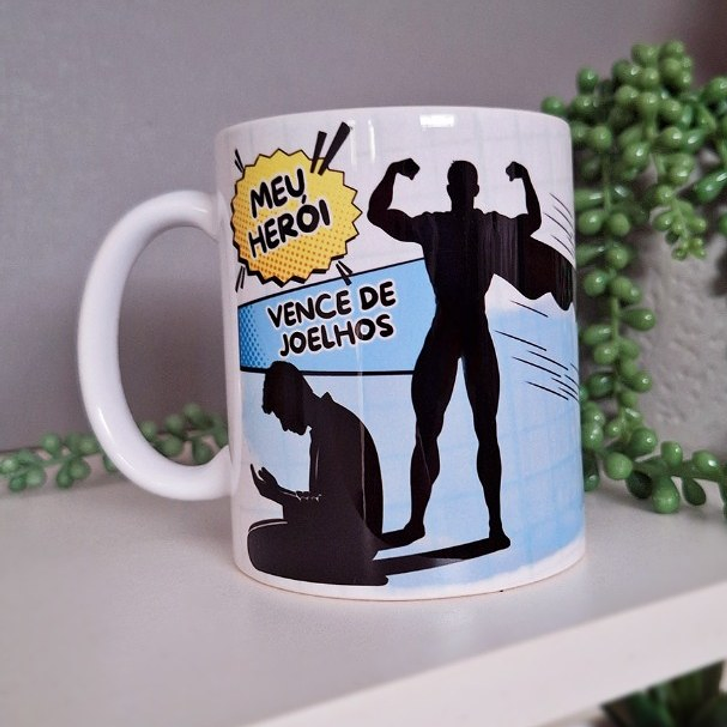 Arte Caneca Meu Herói vence de Joelhos Dia dos Pais Arquivo em Jpg 2