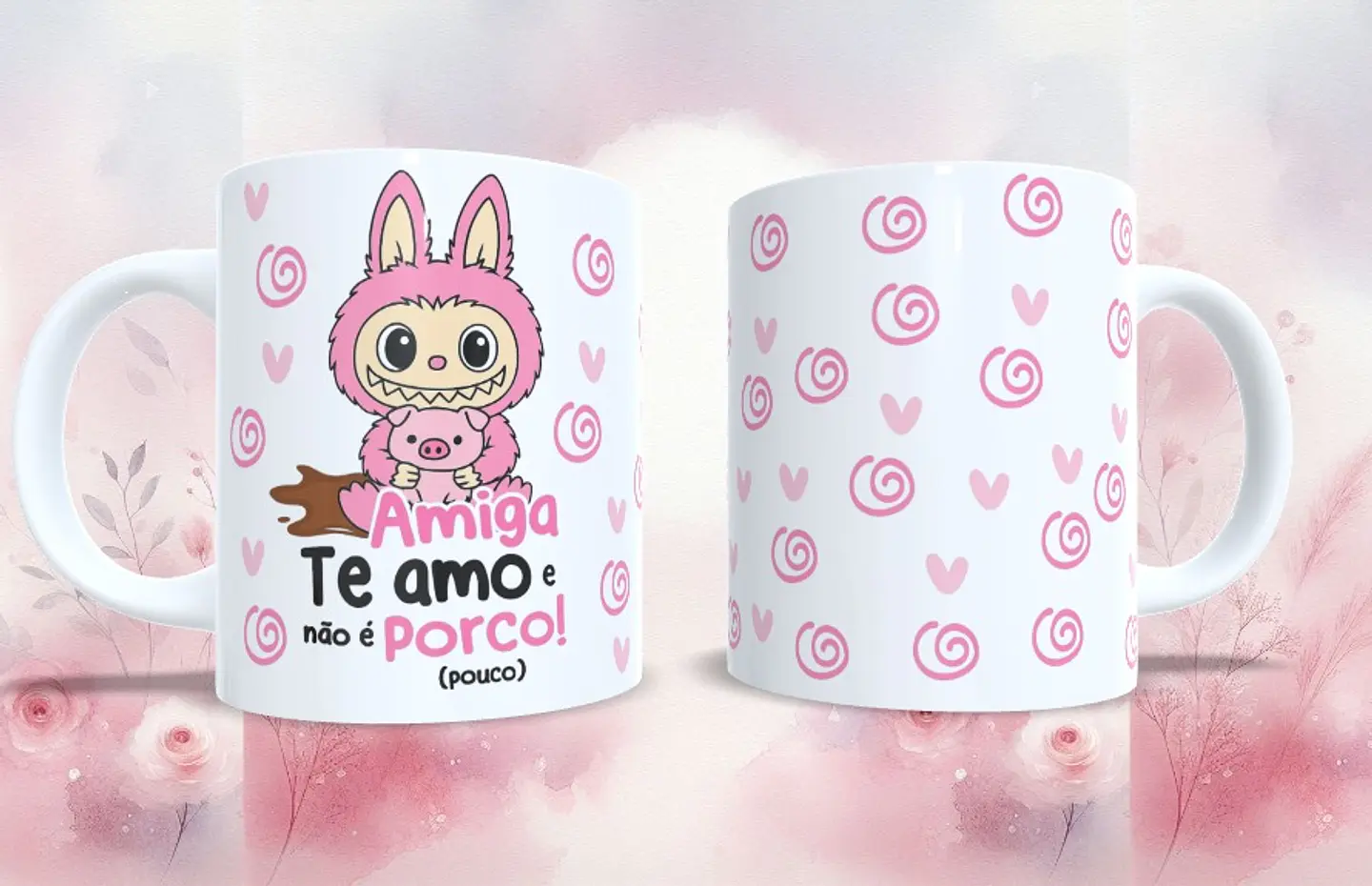 2 Artes para Caneca Labubu Amizade amigas Arquivo em Png 2