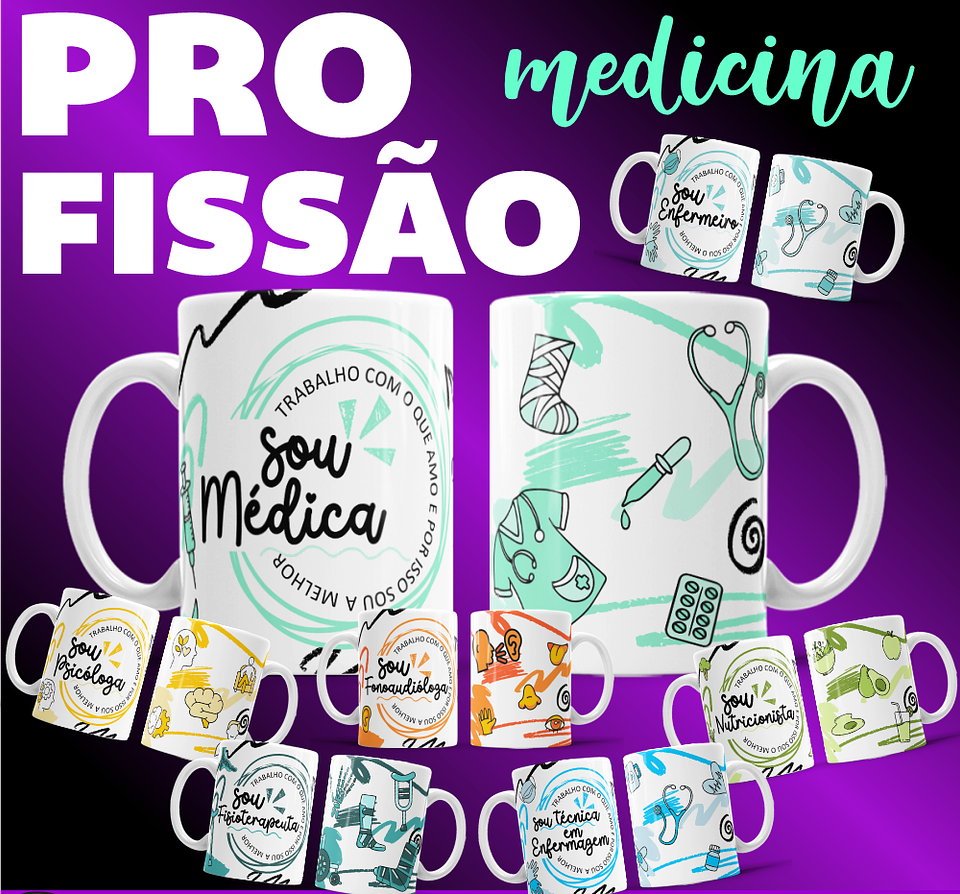 14 Artes para Caneca Profissões Medicina Arquivo editável  1