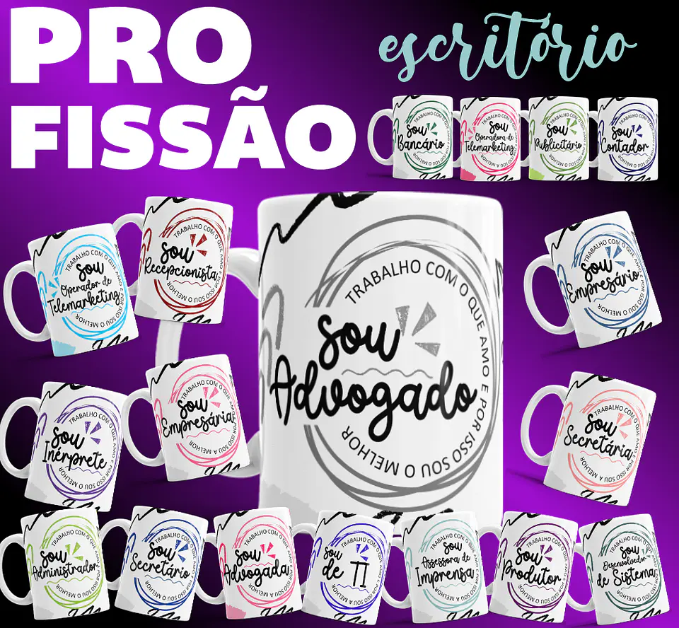 28 Artes para Caneca Profissões Arquivo Editável 1