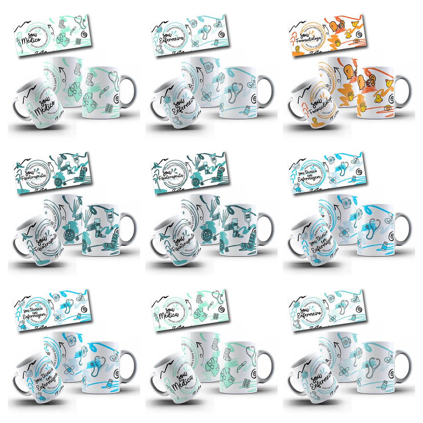 14 Artes para Caneca Profissões Medicina Arquivo editável  3