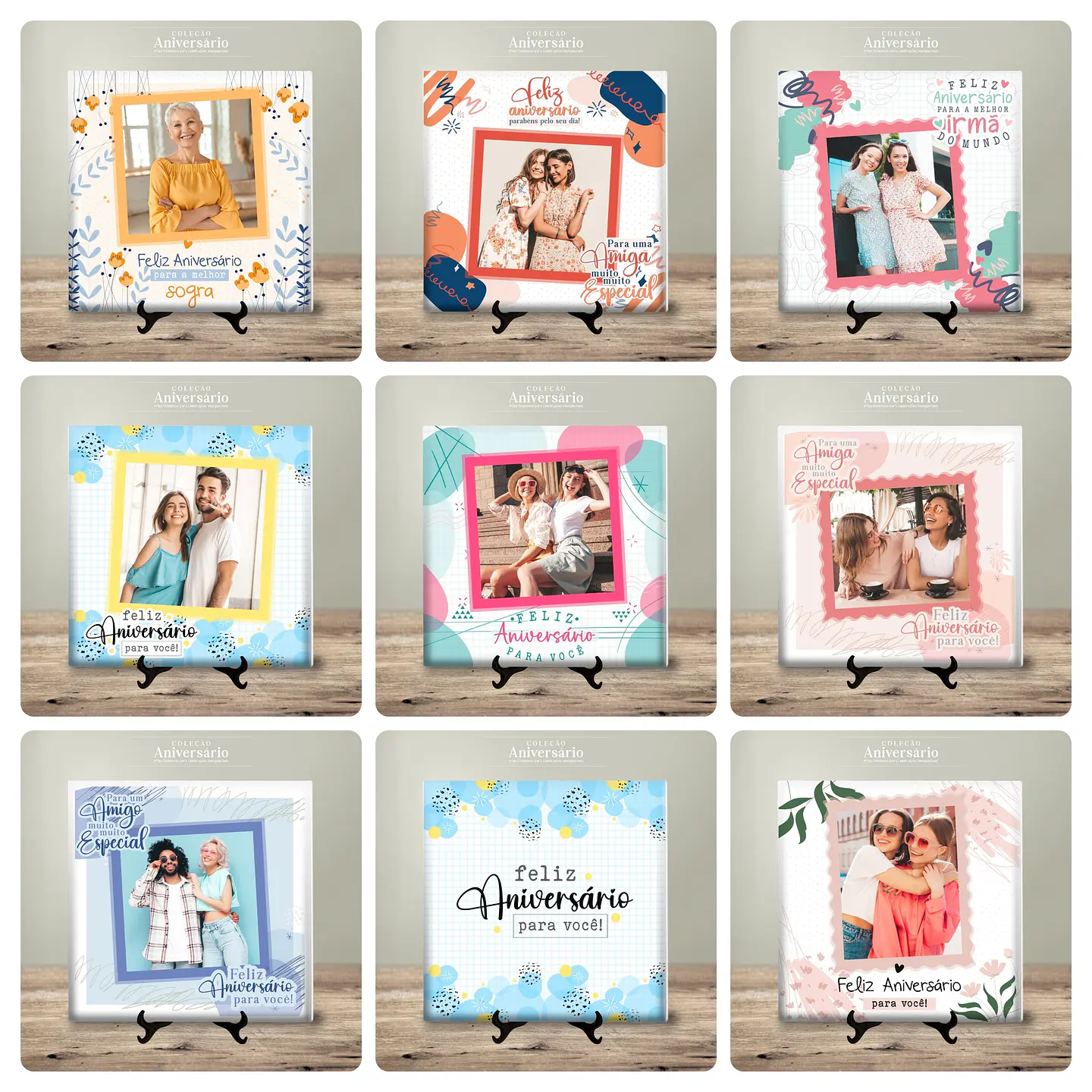 48 Artes para Caneca e Azulejo Feliz Aniversário Arquivo Editável  2