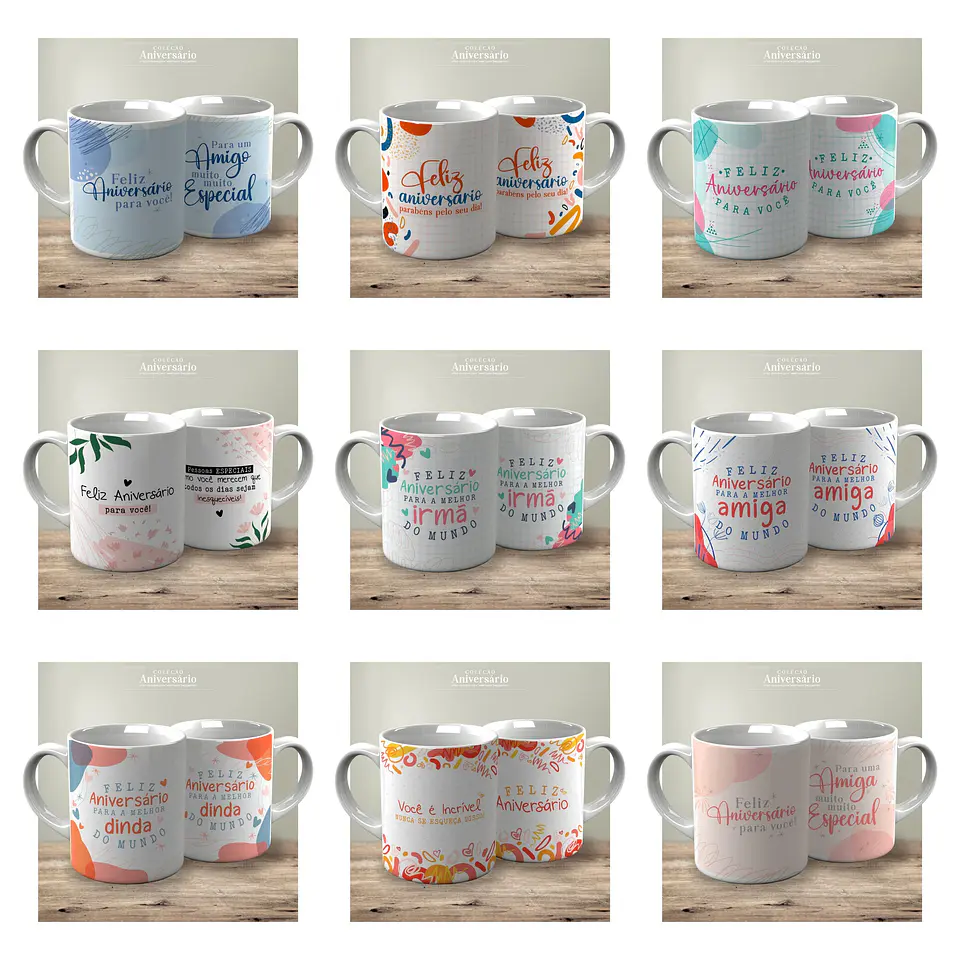 48 Artes para Caneca e Azulejo Feliz Aniversário Arquivo Editável  6