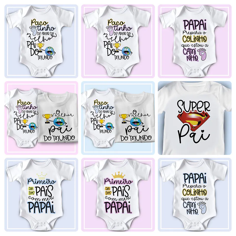 13 Artes para Camisa e Body Pais e Filhos Arquivos Editáveis 1