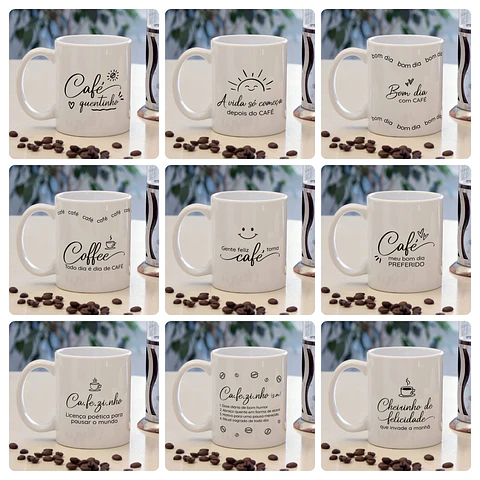 15 Artes para Canecas Frases Café Arquivo em Png 