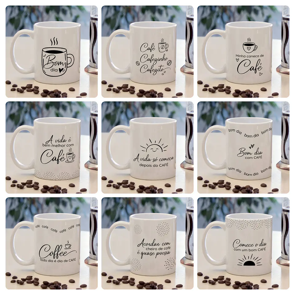 15 Artes para Canecas Frases Café Arquivo em Png  2