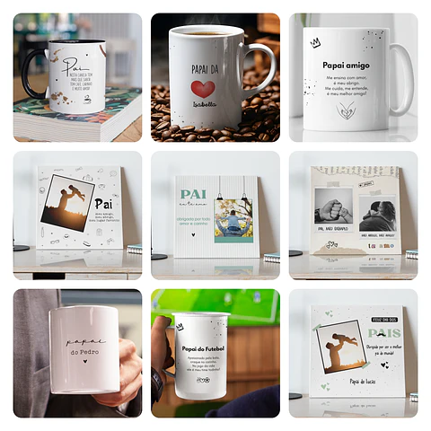19 Artes para Caneca Dia dos pais Arquivo Editável 