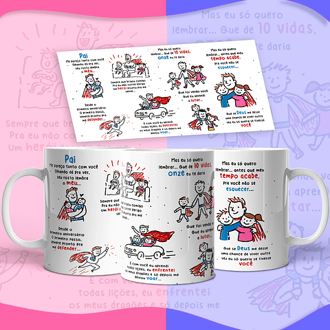 Arte Caneca Pai… Onze vidas Versão Pai de Casal Filhos Arquivo em Png 