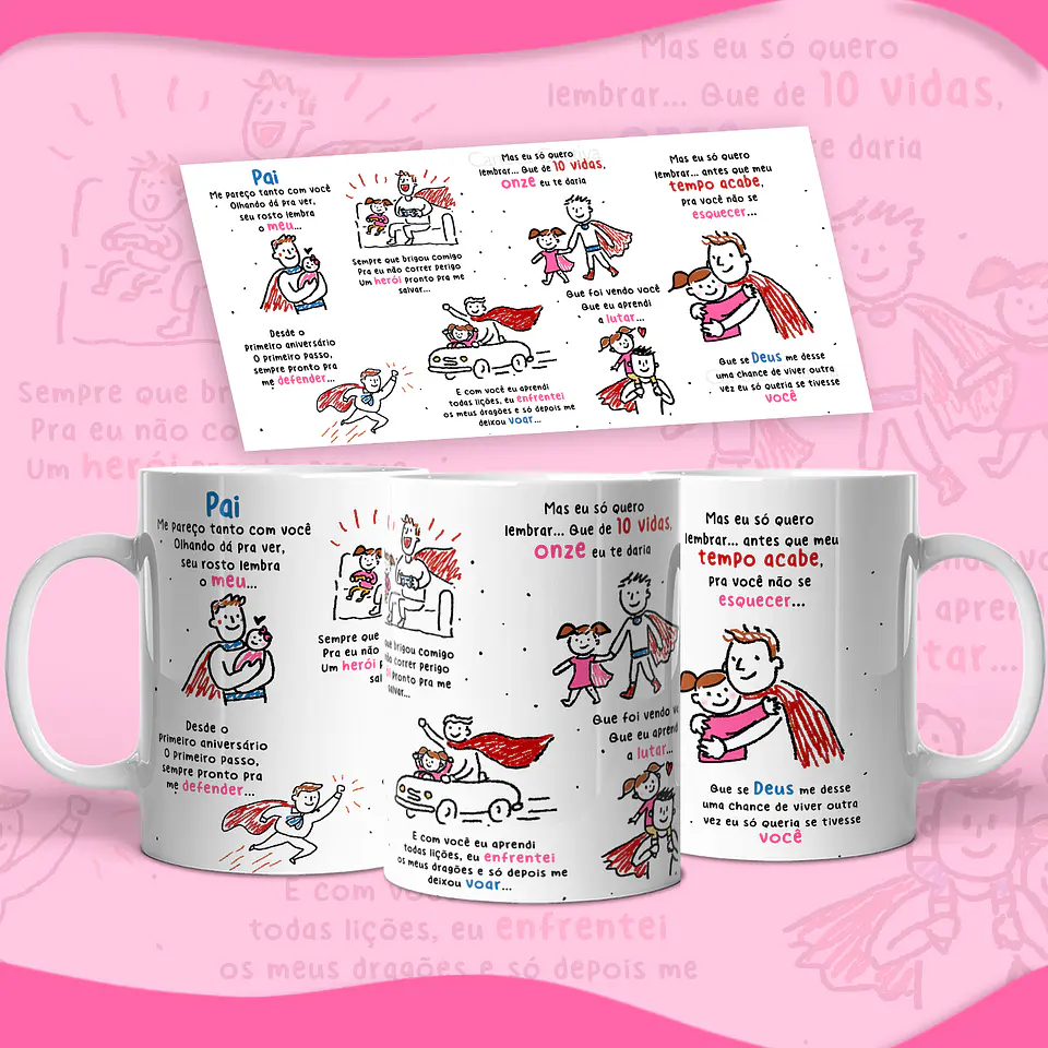 Arte Caneca Pai… Onze vidas Versão Pai de Menina Arquivo em Png 1