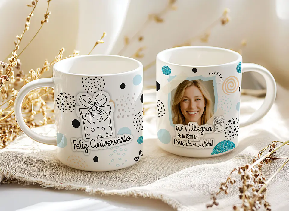 4 Artes para Caneca Feliz Aniversário Arquivo Editável   1