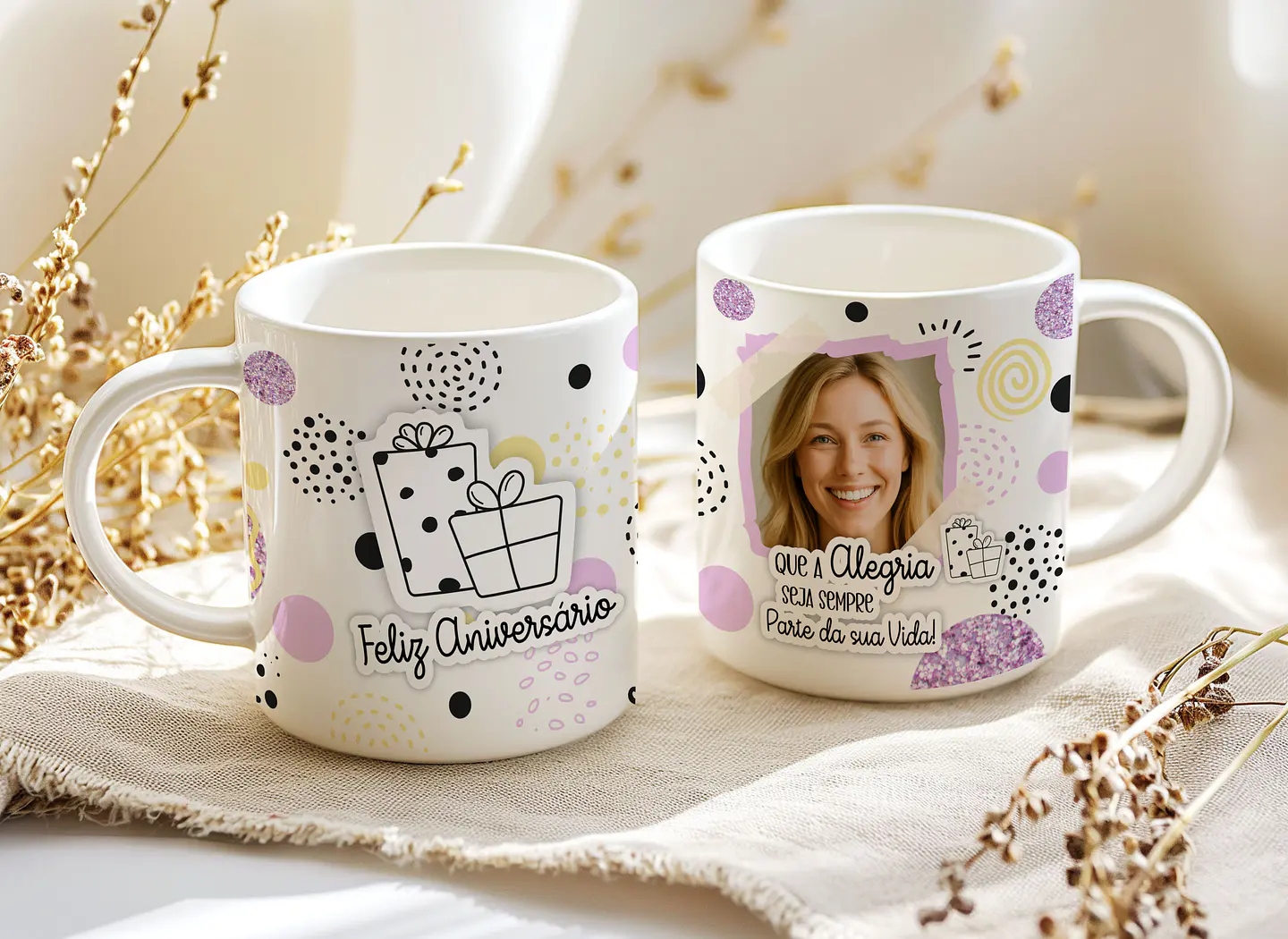 4 Artes para Caneca Feliz Aniversário Arquivo Editável   2