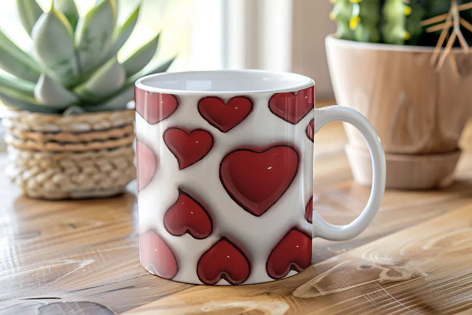 6 Arte para Caneca Dia dos Namorados Love Amor em 3d Arquivo em Jpg 3