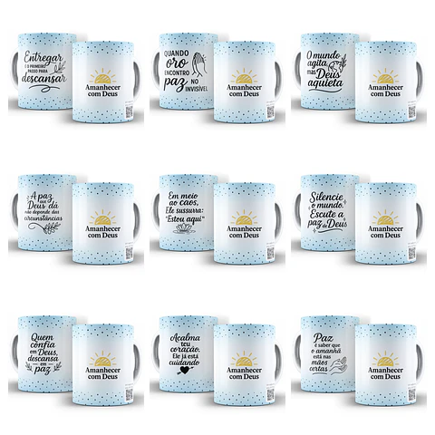 10 Artes para Caneca Amanhecer com Deus Arquivo Editável 