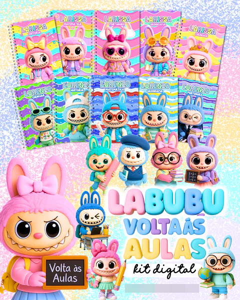Kit Digital Labubu Volta as Aulas em Png