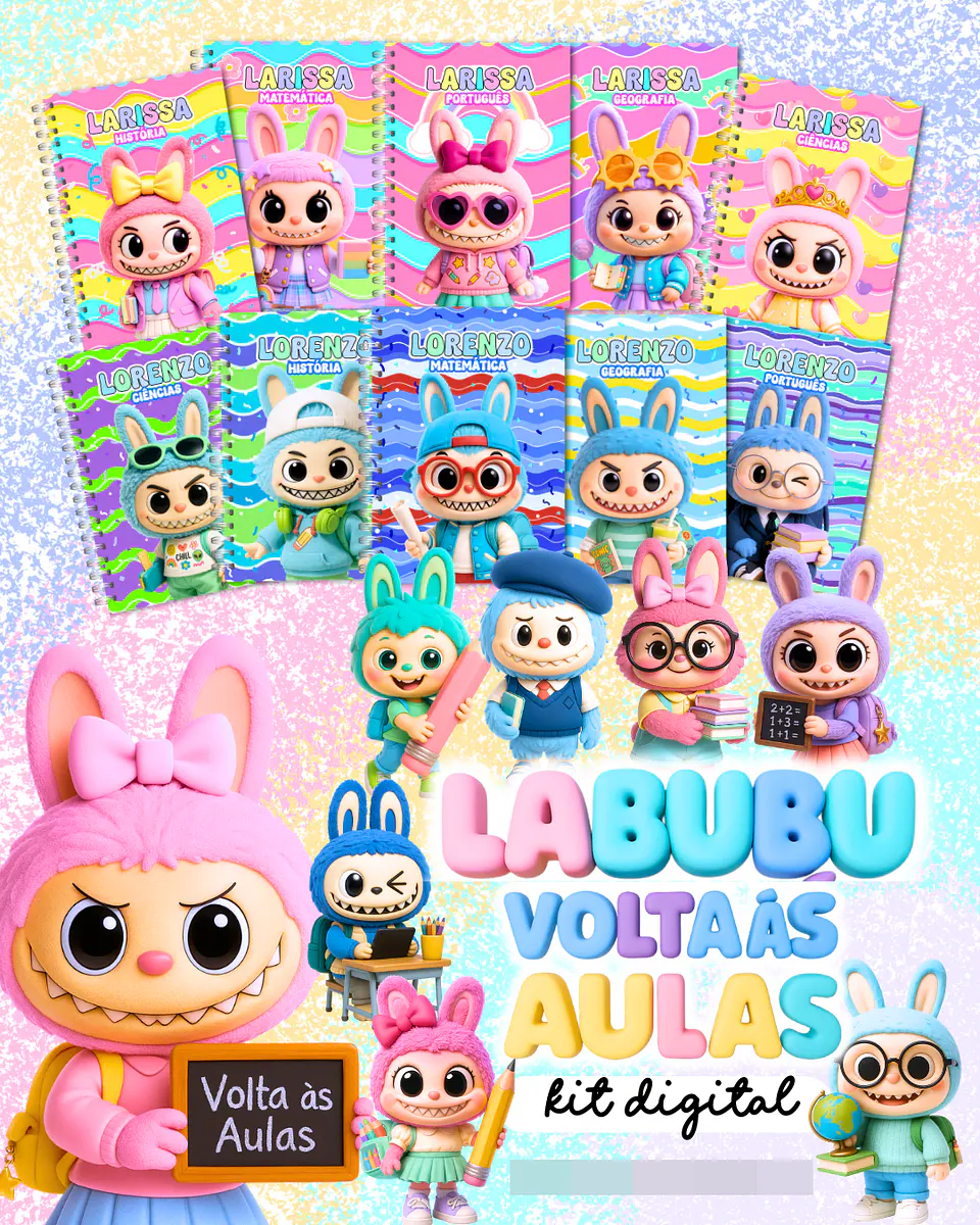 Kit Digital Labubu Volta as Aulas em Png 1