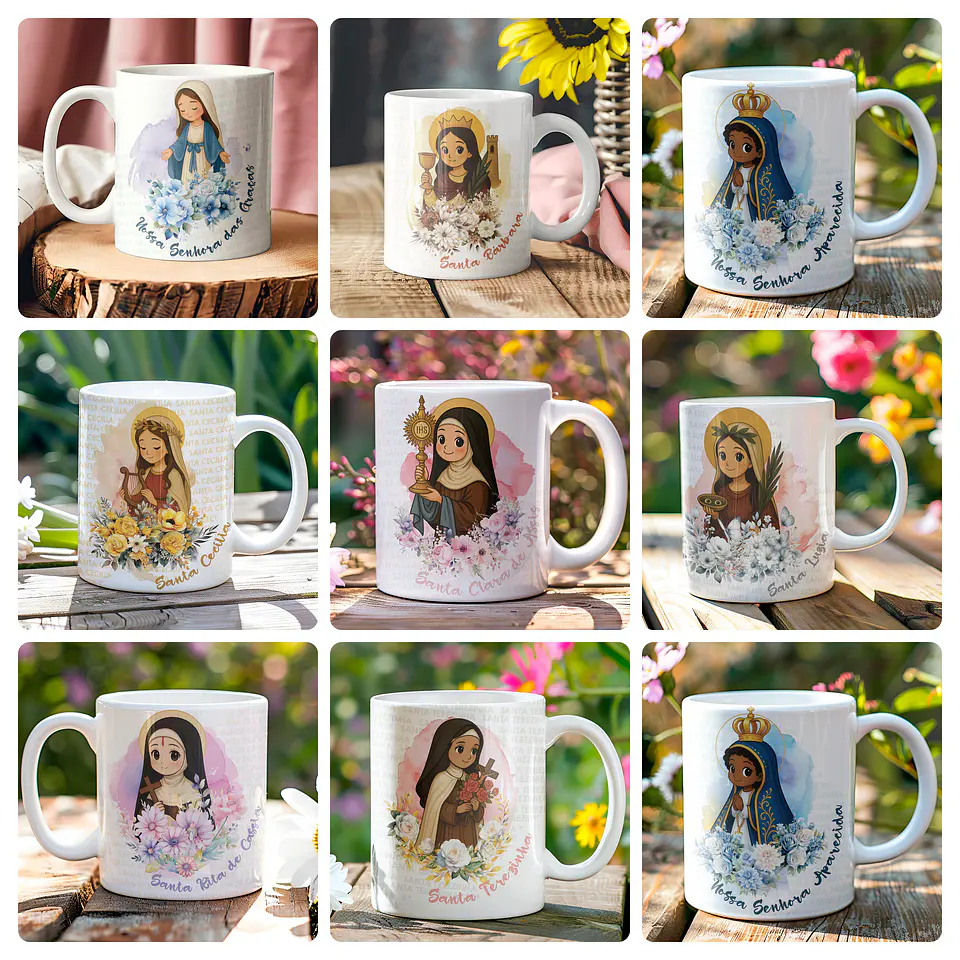 16 Artes para Caneca Santinhos Arquivo em Jpg 1