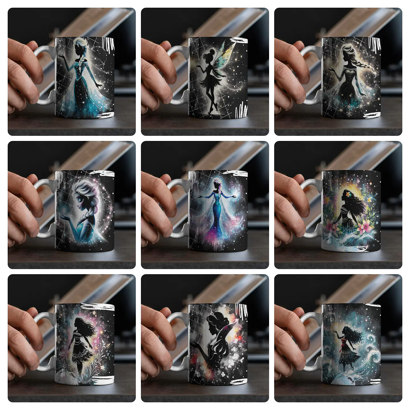 20 Artes para Caneca Princesas Black Arquivo em Jpg 2